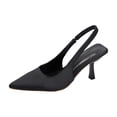 thumbnail image 7 of Slingback Kitten Heels for Women Solid Color Pointed Closed Toe Elastic Band Slides Wedding Prom Party Dress Shoes Pumps Black Size 9, 7 of 7