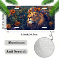 thumbnail image 2 of 1 Pcs 2D Flat License Plate Covers & Frames, A Lion Wearing a Flower Crown For Decorative Front, Waterproof For Decoration Aluminum License Plate Covers & Frames Cover For Men Women, 12" X 6", 2 of 7