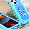 thumbnail image 4 of Dteck for iPhone 11 Case with Ring Holder Kickstand, Heavy Duty Full Body Shockproof Hybrid Bumper Silicone Hard Back Cover for iPhone 11,Mint+Blue, 4 of 5