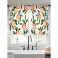 thumbnail image 3 of Summer Fruits Semi Sheer Window Curtains 54 Inches Long, Spring Orange Peach Green Botanical Rod Pocket Voile Silky Chiffon Curtain Light Filtering Drapes for Living Room, Kitchen, 52"x54", 2 Panels, 3 of 9