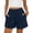Navy, variant on BLVB Womens Shorts Casual Summer Elastic High Waist Wide Leg Shorts Pleated Beach Vacation Clothes with Pockets