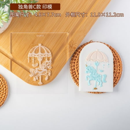 

Cartoon Unicorn Cookie Cutters Plastic 3D Embosser Biscuit Mold Cookie Stamp Fondant Cake Cookie Pre