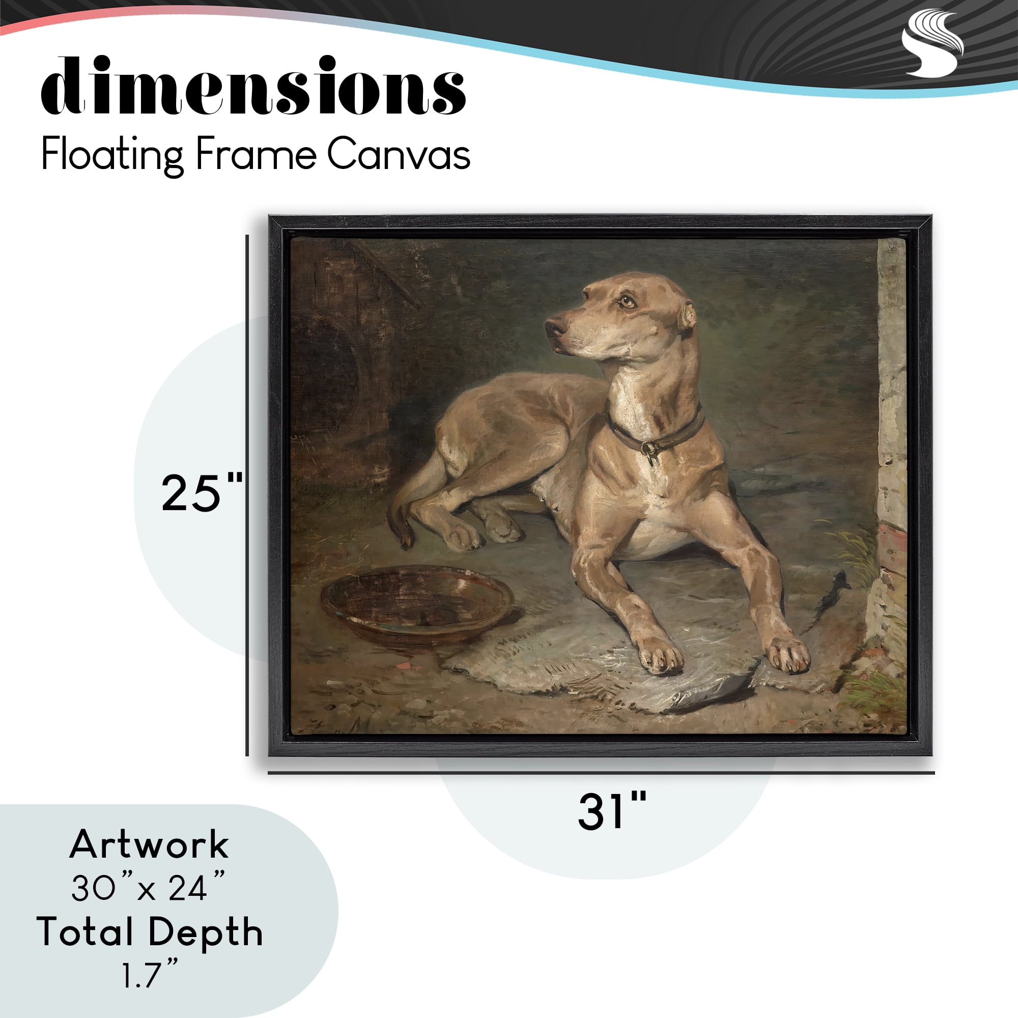 Stupell Industries Historical Dog & Bowl Black Framed Floater Canvas Wall Art, design by Lil' Rue