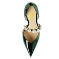 thumbnail image 4 of FSJ Women Elegant Pointy Close Toe Beaded High Heel Pumps Pearls Strappy D'Orsay Pumps Church Party Wedding Dress Shoes Size 7.5 Green, 4 of 4