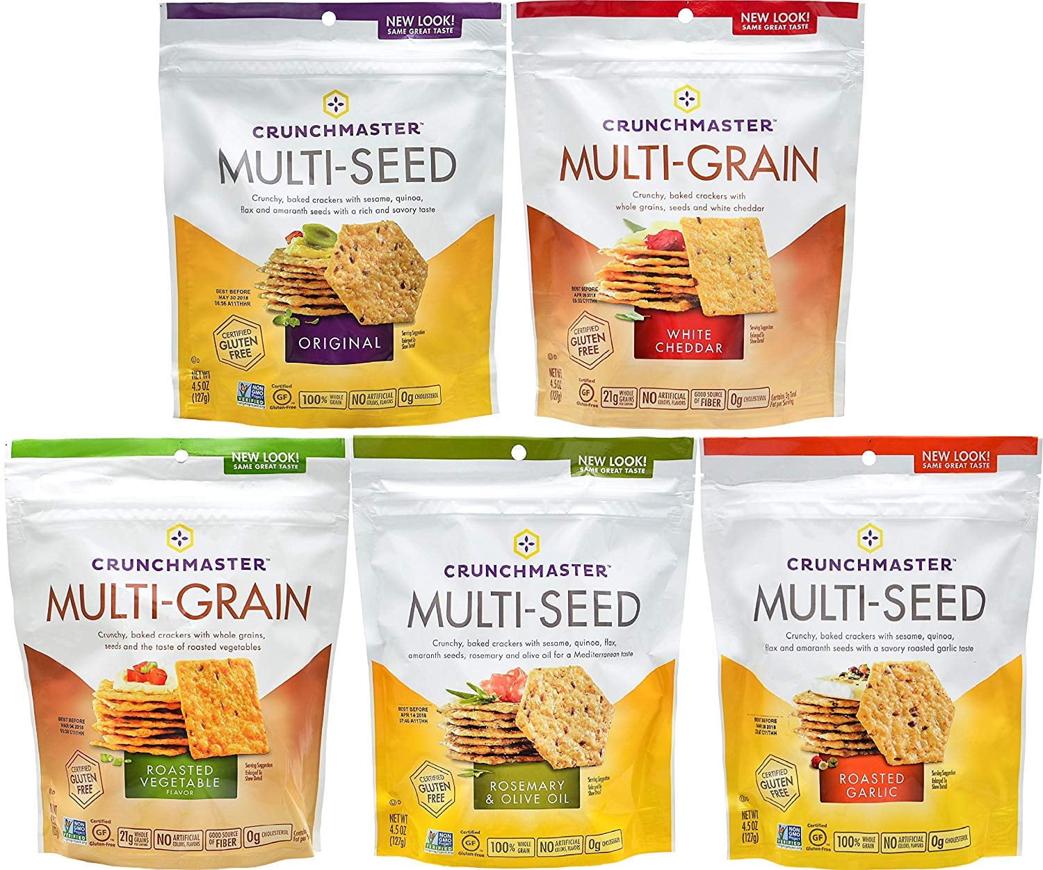 Crunchmaster Multi Seed Crackers Party Pack 5 Asst / 4.5 Oz Bags