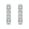 thumbnail image 4 of 1 Carat Channel Set Round Diamond Hoop Earrings in 14K White Gold - IGI Certified, 4 of 5