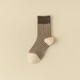 thumbnail image 2 of GDREDA Ankle Socks Women's Mid Tube Socks Double Double Vertical Stripes Spliced Rabbit Wool Socks Thick Warm Socks Coffee,A, 2 of 4