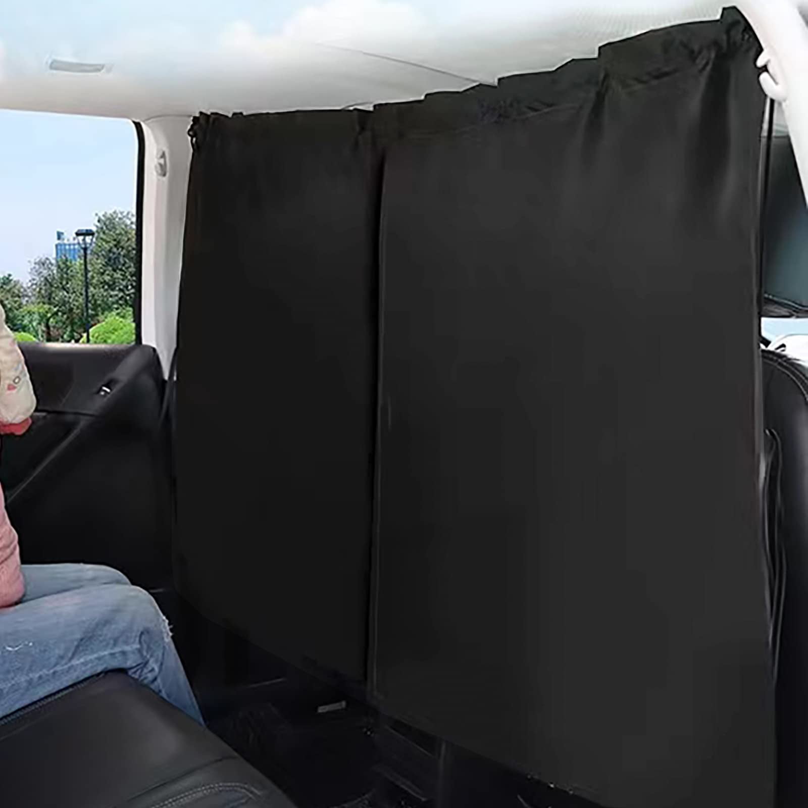 Car Divider Curtain Blackout for Cars SUV Trucks Van, Removable Car