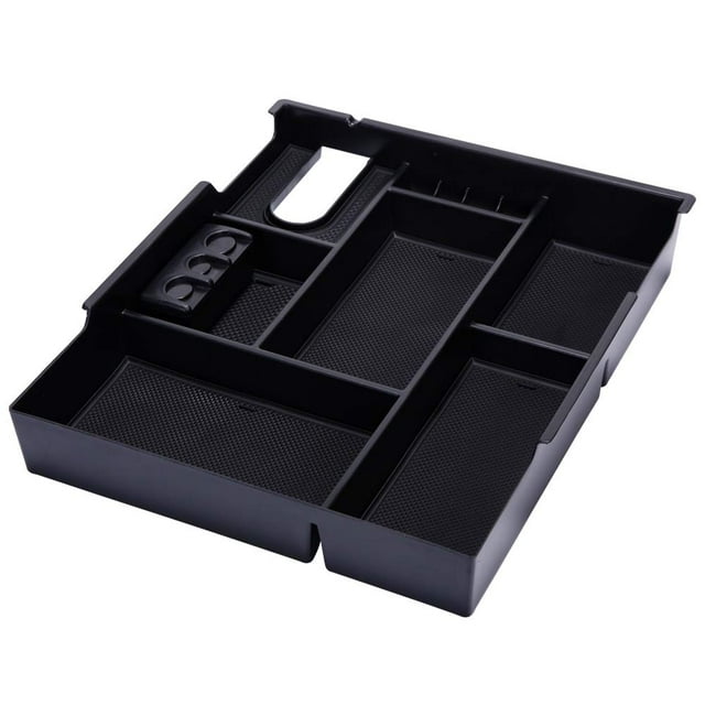 Compatible with Center Console Organizer Insert ABS Black Materials Tray, Armrest Box Secondary Storage for Toyota