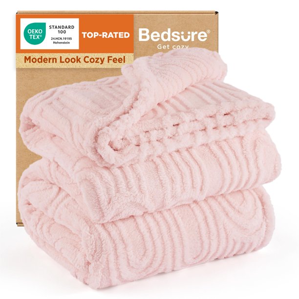 Manta Bedsure GentleSoft de vellón para cama queen rosa