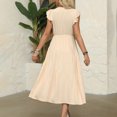 thumbnail image 5 of Quinlirra Womens Summer Dresses Midi Women's Fashion Summer Loose Short Sleeve V Neck Solid Color Ankle-length Dress, 5 of 5