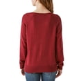 thumbnail image 3 of Lucky Brand Women's V-Neck Sweater, Long Sleeves, Side Slits, Cotton Blend, Cream/Green/Red/Black (Red,Small), 3 of 6