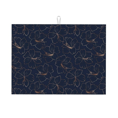 

Qekee Copper-Gold Gloss Outline Lily Flower Print Dish Drying Mat Dishes Drainer Mat for Kitchen Counter Microfiber Absorbent Dish Draining Reusable Washable Draining Racks Extra Large 18 x24