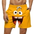 thumbnail image 2 of GUZOM Emoji Face Swim Trunks for Men Funny 3D Graphic Swim Shorts Bright Orange Quick Dry Stretch Fabric with Drawstring,Size 5XL, 2 of 5