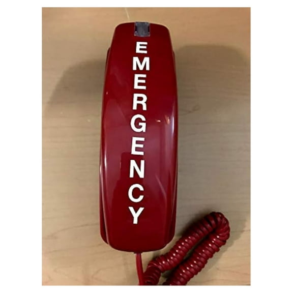 Trim-Style Emergency (Off-Hook Hotline Dialer) Wall/Desk Phone - Red