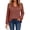 Brick Red, variant on Women's V Neck Ribbed Knit Long Sleeve Tops Casual Bishop Sleeve Pullover Shirts for Fall Daily Wear