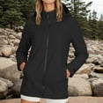 thumbnail image 2 of Fiaer,Womens Oversized Full Zip Softshell Jackets,Women's Long Sleeve Windbreaker Waterproof Casual Trendy Loose Fit Drawstring Lightweight Hooded Tops with Zipper Pockets Black XXXXXL, 2 of 5
