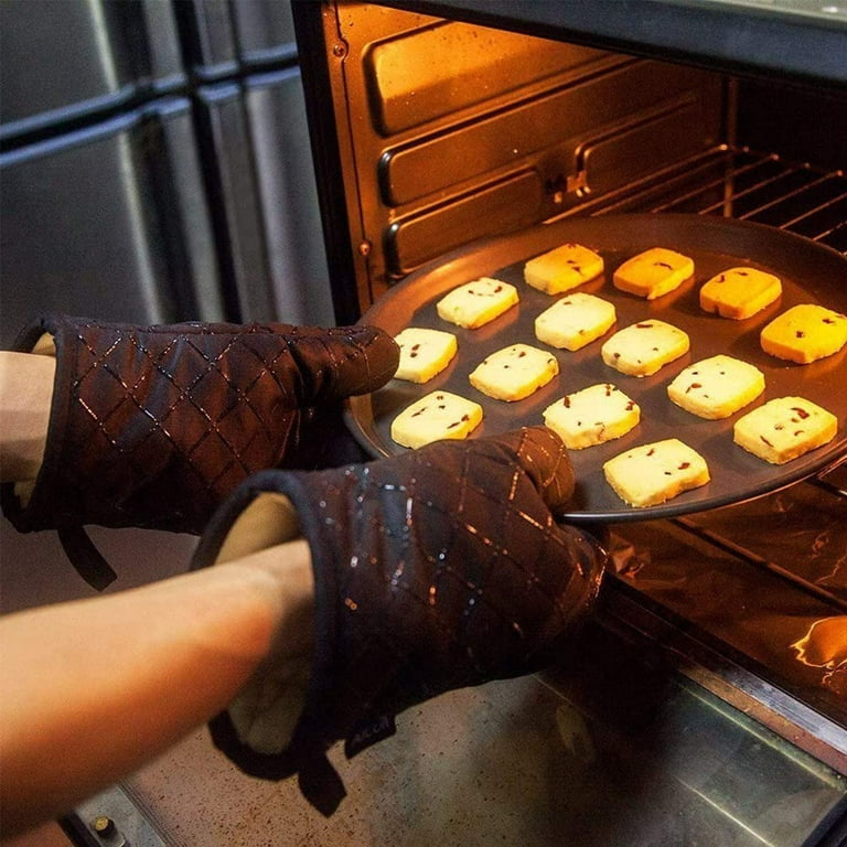 Unique Bargains Silicone Oven Mitts Heat Resistant Gloves Pot Holders  Kitchen 1 Pair Orange 13.6x5.5x7.5