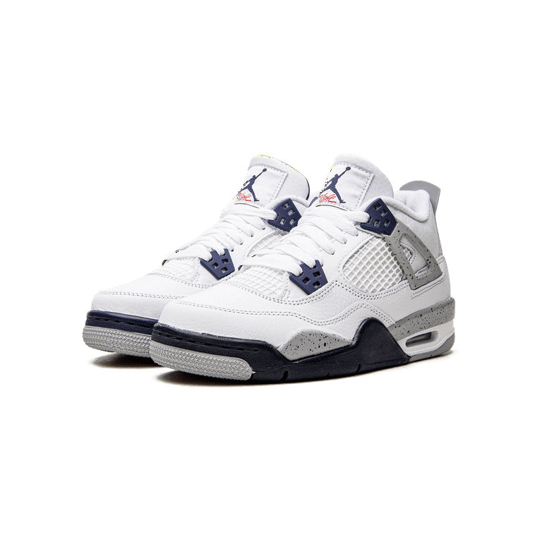 Air Jordan 4 ホワイト/ネイビー Nike Air Jordan 4 Retro GS Midnight Navy White Grey US 4Y NEW 100