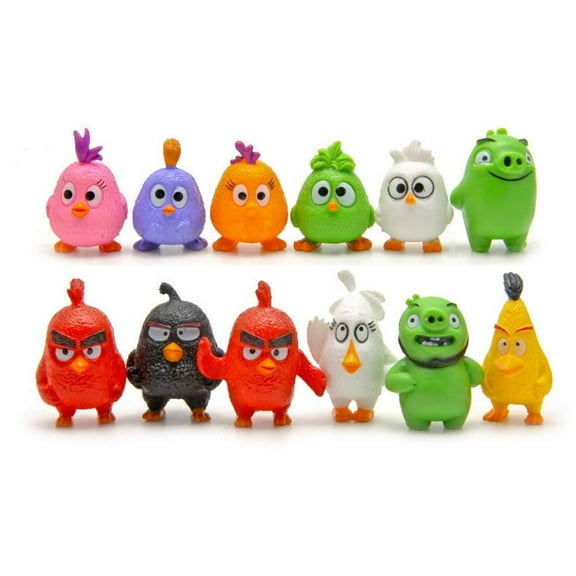 HYSTYLE 12 Pcs, Mini Angry Birds, Figure Collection, Cupcake & Cake Toppers