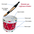 thumbnail image 3 of Instrumento musical Tambor de madera 25cm | Banda de guerra. Desarrolla el ritmo y la creatividad.., 3 of 6