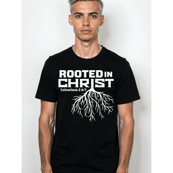Rooted in Christ Shirt, Jesus Shirts, Christian Cross T-Shirt for Women Men Religious Graphic Tees,God Faith Clothing