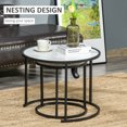 thumbnail image 4 of HOMCOM Ensemble de Tables Basses Rondes Gigognes, Tables Empilables avec Dessus en Faux Marbre, 4 of 10