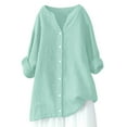 thumbnail image 1 of Women Loose Button Down Blouses Long Sleeve Solid Casual All Occasions, 1 of 3