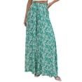thumbnail image 2 of Pantalones Anchos de Pierna para Mujer, Pantalones Palazzo Florales Fluidos para Mujer, Pantalones Casuales de Verano de Cintura Alta. Impresión Verde L, 2 of 8