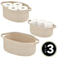 thumbnail image 2 of mDesign Casual Woven Cotton Rope Bathroom Basket with Handles, Set of 3, Brown, 2 of 8