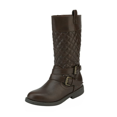 

Dream Pairs Girls Kids Winter Cute Knee High Fashion Side Zipper Riding Boots Luckid-01 Brown Size 13