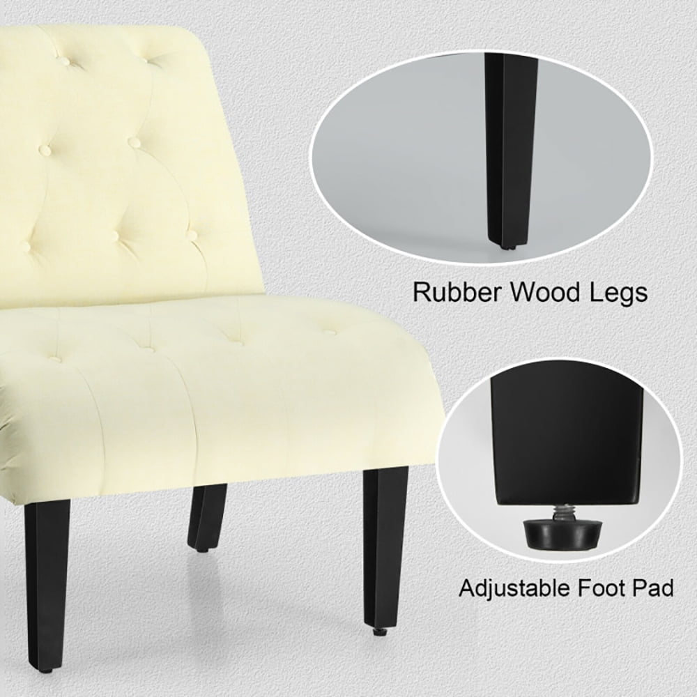 Finihen Armless Accent Chair, Cotton Linen Fabric Armless Accent Chair with Adjustable Foot Pads, for Living Room, Bedroom, Beige Finihen Armless Accent Chair, Cotton Linen Fabric Armless Accent Chair with Adjustable Foot Pads, for Living Room, Bedroom, Beige