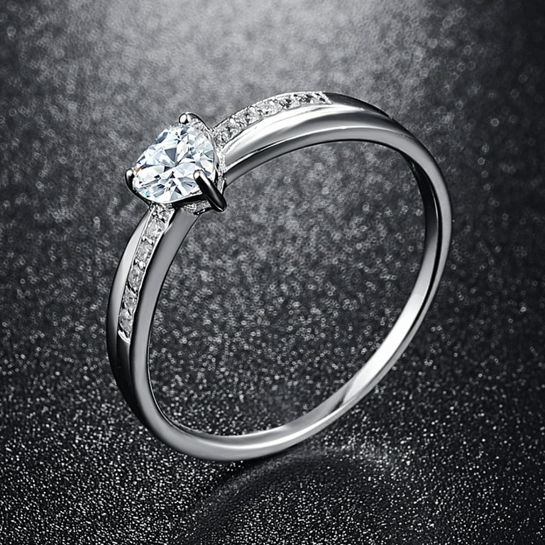 S925 Sterling Silver Wedding Rings Luxury AAA Heart Shaped Pink Diamond Ring CZ Diamond Eternity Wedding Engagement Rings Ladies Fashion Classic