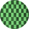 thumbnail image 1 of Ahgly Company Indoor Round Checkered Emerald Green Modern Area Rugs, 6' Round, 1 of 4