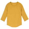 thumbnail image 5 of Avirosel Men's Casual Solid Color 3/4 Sleeve Round Neck Shirt Regular Fit Polyester Breathable Comfortable Top for Gym Sports Outdoor Activities Yellow, 5 of 5