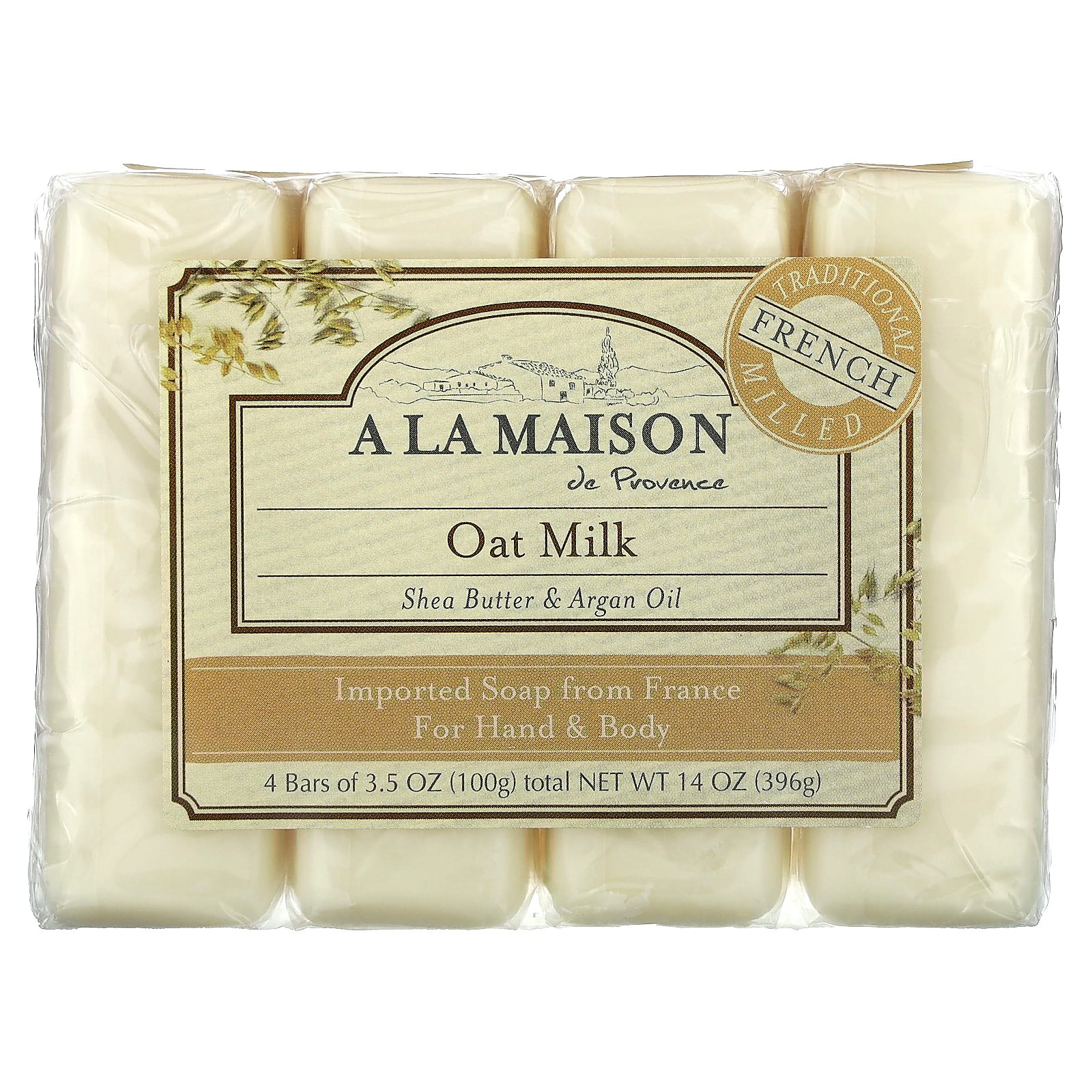 A La Maison Oat Milk Bar Soap with Shea Butter and Argan Oil - 4 Bars