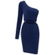 thumbnail image 3 of Gibobby Vestido de Verano para Mujer Mujer Casual Color sólido Un hombro Cintura Hollow Out Bodycon Vestido Otoño Invierno Nuevo(Azul,G), 3 of 5