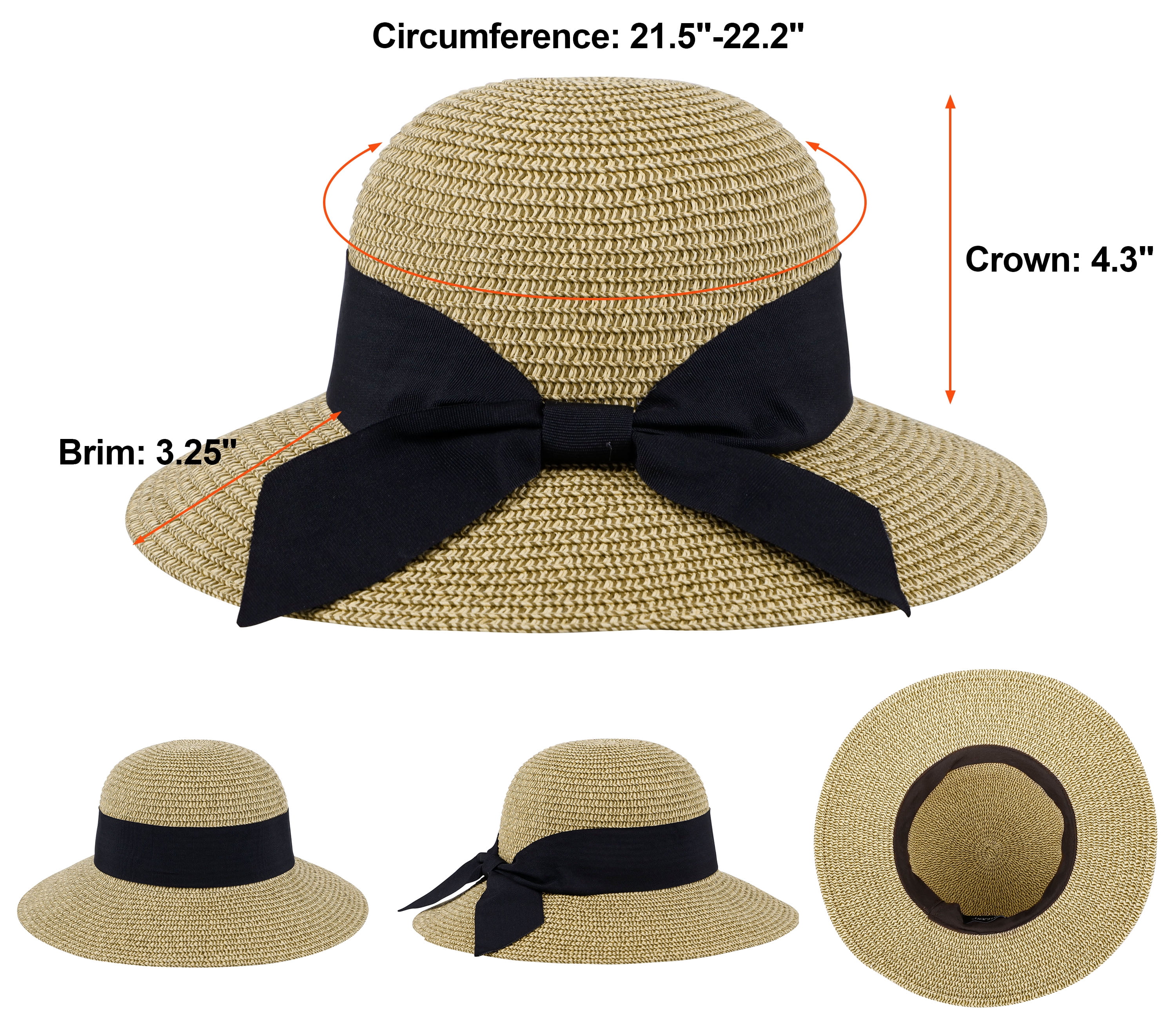 Vintage Straw Hat for Women Sun Hat Crushable Summer Hats for