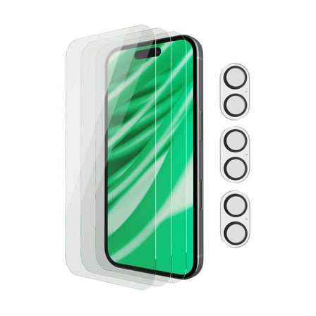 onn iPhone 17 3-Pack Glass Screen Protector with Camera Glass and Easy Installation Frame