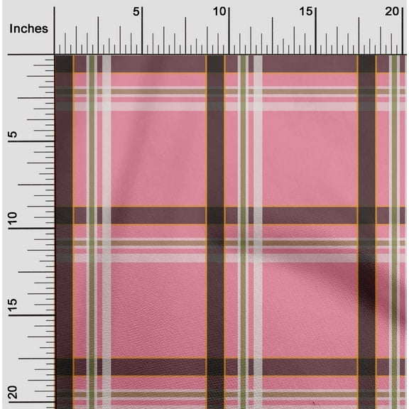 oneOone Cotton Poplin Twill Peach Fabric Madras Check Sewing Fabric By The Yard Printed Diy Clothing Sewing Supplies 56 Inch Wide