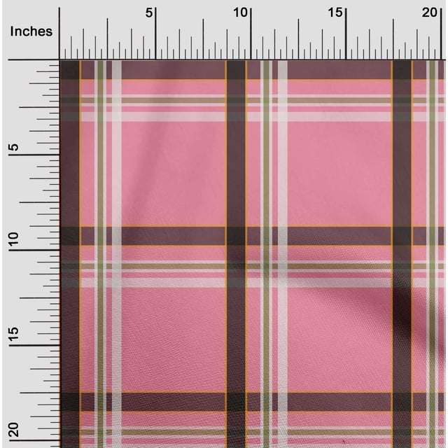oneOone Silk Tabby Peach Fabric Madras Check Craft Projects Decor Fabric Printed By The Yard 42 Inch Wide