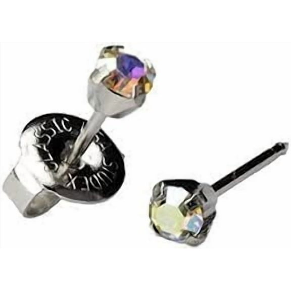 Studex Rock Crystal Silver Stud Earrings | 3mm 5-Prong Design | Hypoallergenic for Sensitive Ears | 1 Pair
