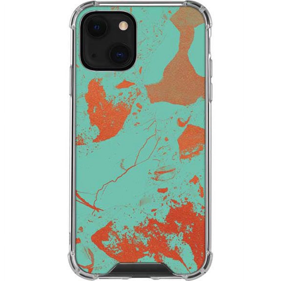 Skinit Marble Turquoise and Orange Marble iPhone 13 Clear Case