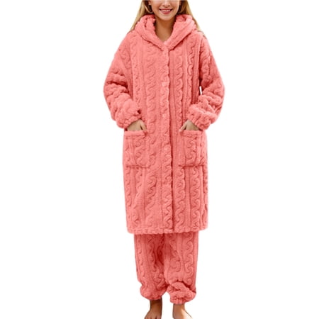 Sngxgn Women s Pajama Set Long Sleeve Top With Pants Lounge Sets Sleepwear Loungewear with Pockets(Pink L)