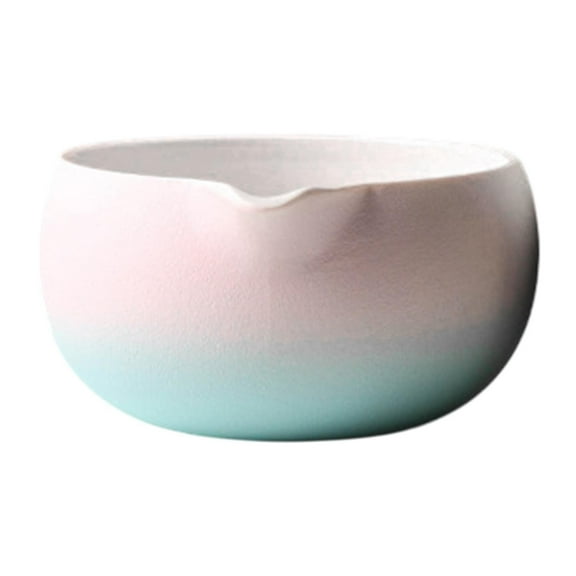 TISHITA Matcha Bowl Ceramic Accessories with Pouring Spout ing Bowl Tea Bowl for Home Office Tea Room Gift for Matcha Lover Gradient Pink