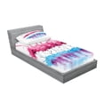 thumbnail image 2 of Ambesonne Animal Fitted Sheet & Pillow Sham Set, Flamingo and Bird, Twinxl, Pink Blue Purple, 2 of 2
