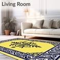 thumbnail image 2 of ODIKA 5'x7' Machine Washable Non-Slip Area Rug, Victorian Lattice Botanical Heritage Emblem High Traffic Rug with Pad, Yellow, 660602, 2 of 8