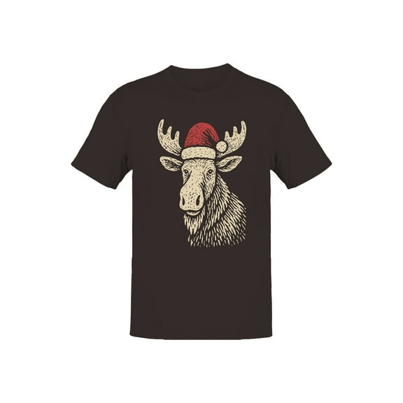 Festive Moose with Santa Hat Men's T-shirt
