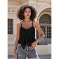 thumbnail image 3 of LMLYSoH Womens Lace Babydoll Tank Tops Stylish Solid Mesh Loose Hem V Neck Spaghetti Strap Camisoles, 3 of 9