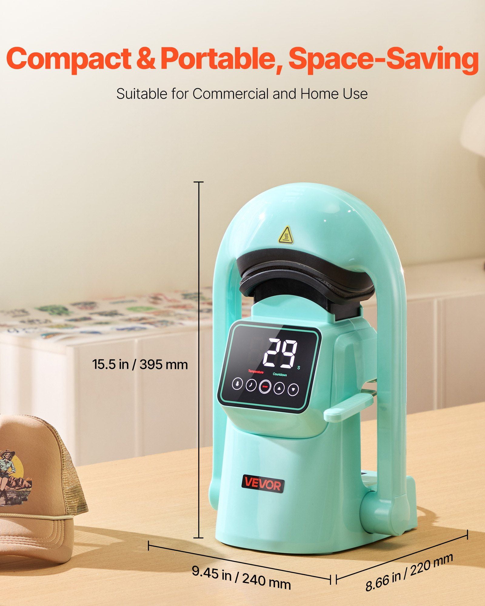 Automatic Hat Heat Press Machine with 2 Interchangeable Platens Touchscreen Control, One-Touch Auto Press, Adjustable Temperature and Time, Compact Portable Design, Ideal for Baseball Caps